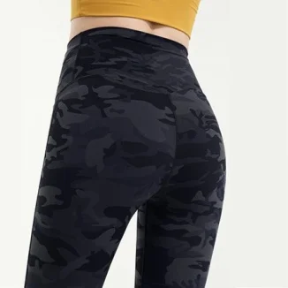 Women\'s camo high waist hip lift no embarrassment line stretch breathable quick-drying yoga fitness exercise leggings with logo