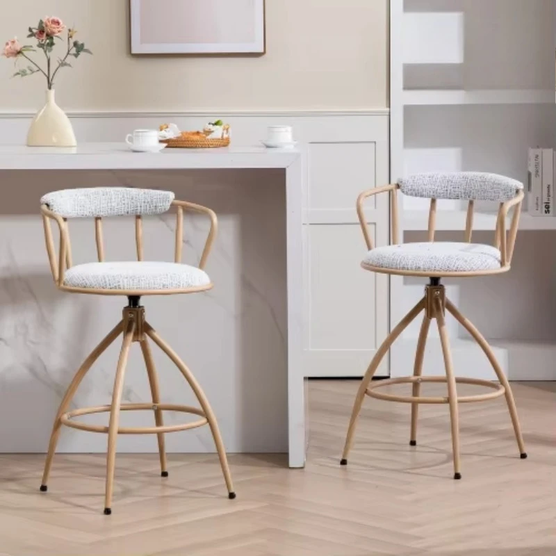 Rotating Counter Fabric Seat Metal Frame Modern Industrial Kitchen Island Restaurant Bar