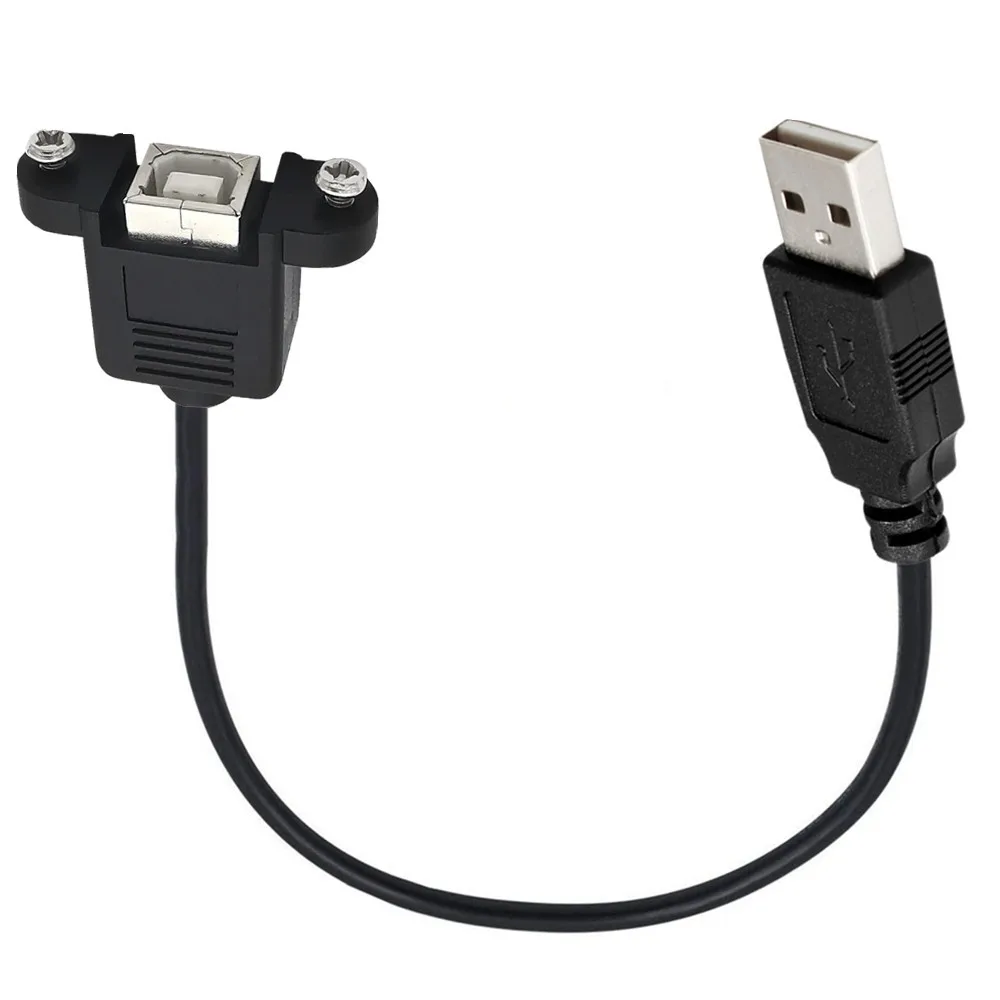 USB 2.0 AM/BF with ear cable, USB printing connection cable A male to B female screw hole fixed conversion cable 25cm