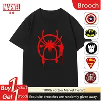 Marvel Spider-Man 4 Across The Universe Joint Short Sleeve Men's and Women's Cotton T-Shirt Loose Sports Casual Short Sleeve Top