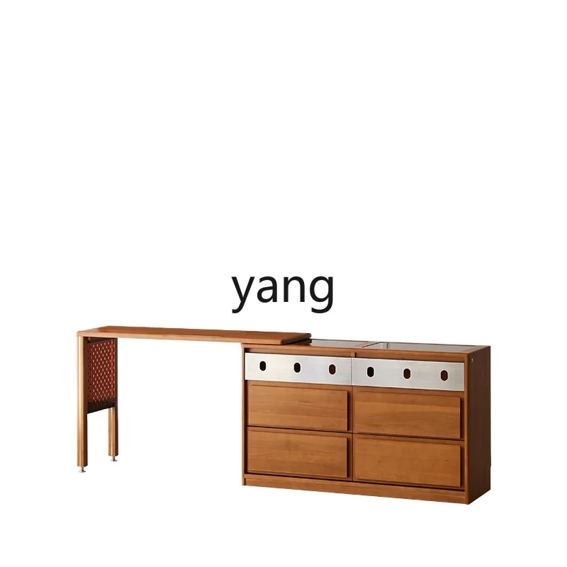 

LHP dresser retro solid wood chest integrated cosmetic table bedroom bedside retractable storage cabinet