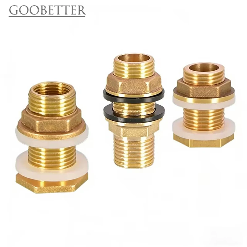 

Brass Water Tank Connector 1/2" 1/4" 1" Silicone Gasket Copper Pipe Fish Tank Coupling Joint for Garden Irrigation Hose Adapter