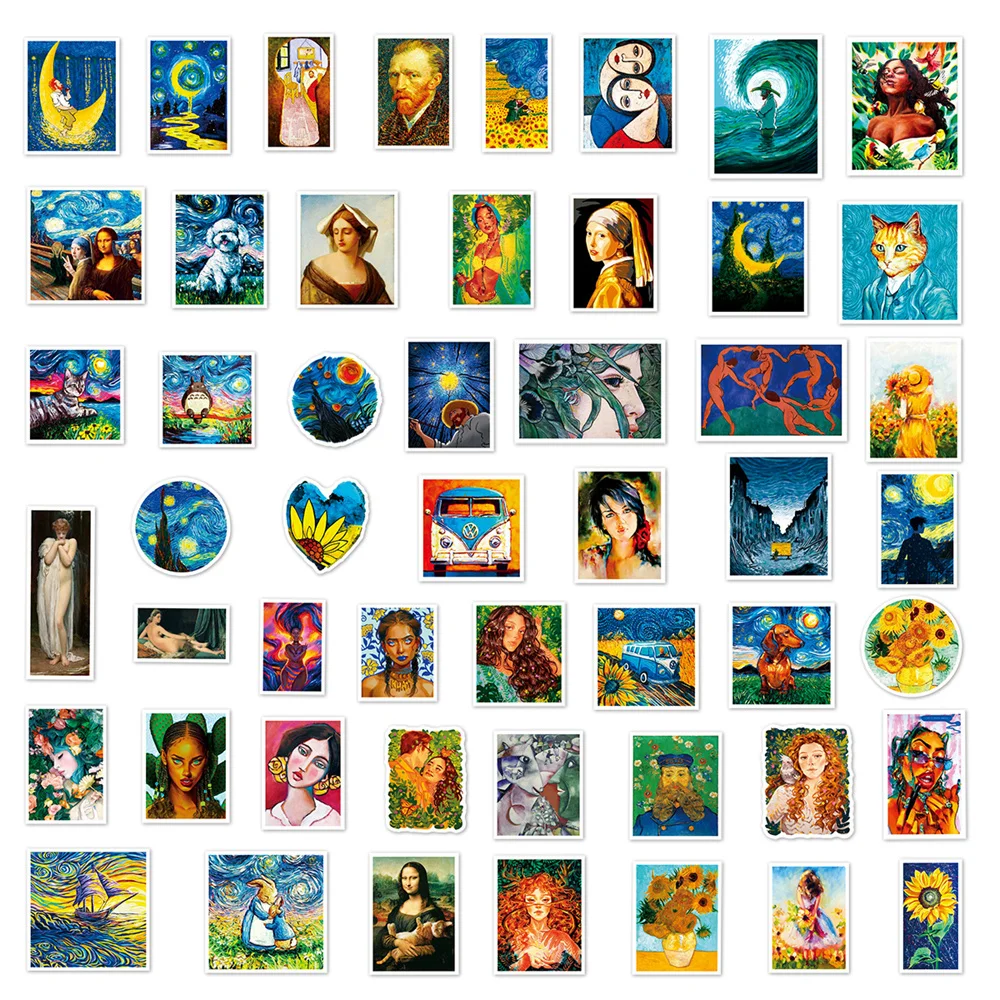 50PCS Europe and The United States Art Oil Painting Graffiti Waterproof Stickers Creative Personality Decoration Decals Toys
