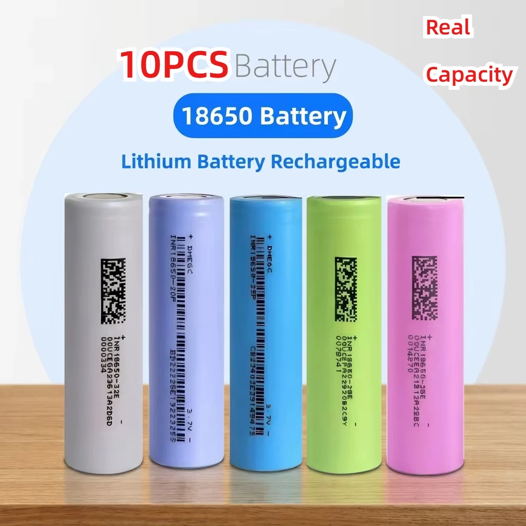 10PCS INR18650 20E 18650 2000 2500 2900 3200mAh 3.7V Rechargeable Li-Ion Battary For Power Bank Flashlight Solar Lamp DIY Pack