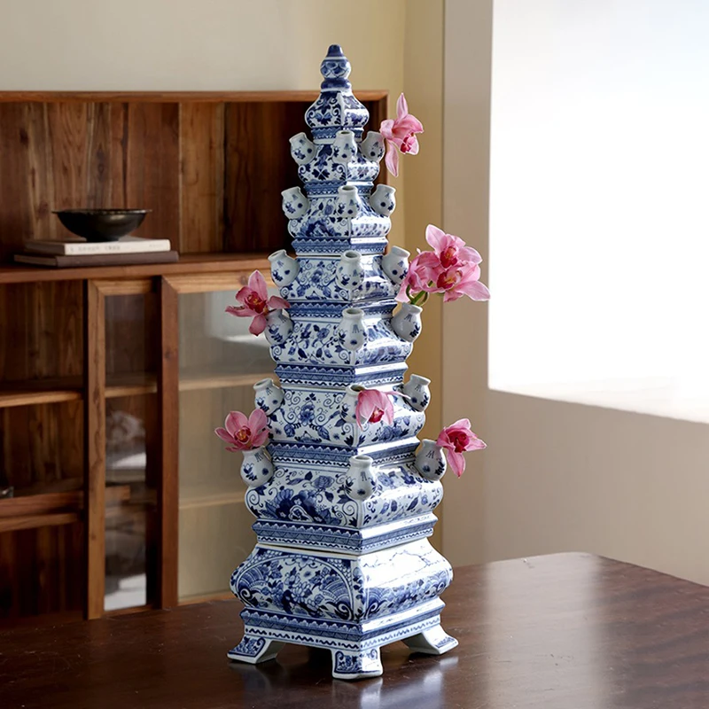 Ceramic Figurines Living Room Aesthetic Sculptures Interior Floor Decoration Art Flower Arrangement Vase Luxury Home Ornaments