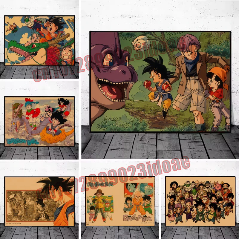 

Anime Dragon Ball Goku Vegeta Retro Style Poster Illustration HD Frameless Canvas Painting Living Room Art Mural Children's Gift