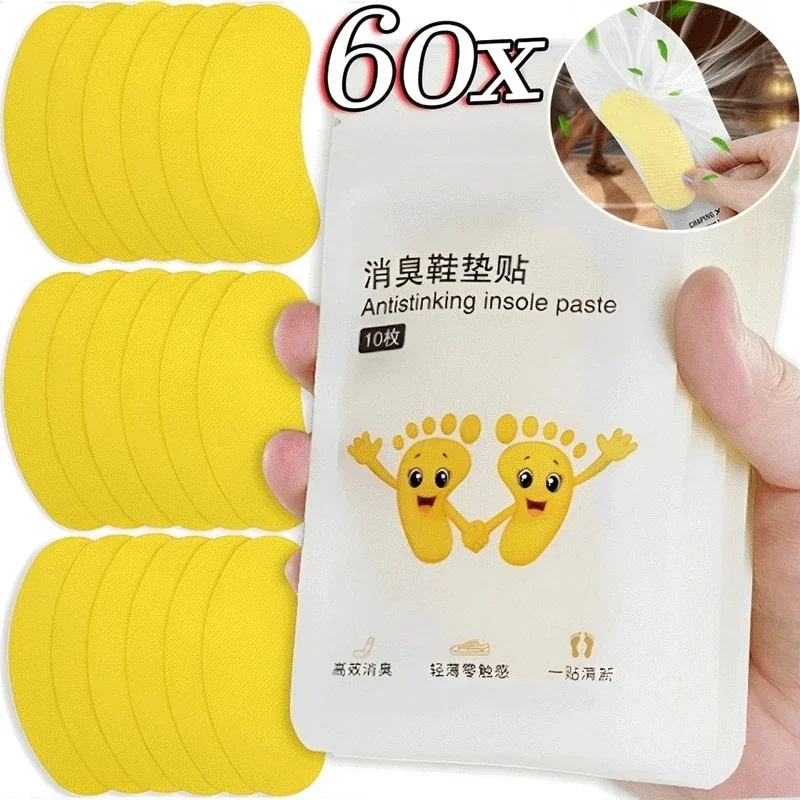 60pcs Shoes Deodorant Sticker Insoles Deodorant Foot Odor Deodorants Sneaker Smell Fresh Deodorant Insole Sterilization Sticker