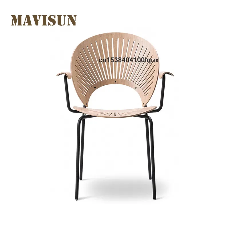 كرسي طعام منزلي صناعي بطول 0.8 متر، إطار فولاذي مطلي بالكروم، كرسي من الخشب الصلب، سطح مريح، كرسي منحني، مسند ظهر