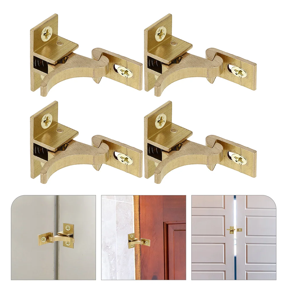 4 Pcs Door and Window Hasp Lock Cabinets Hook Latch Rv Latches Catches for Copper Elbow Bathroom Bedroom 90 Degree