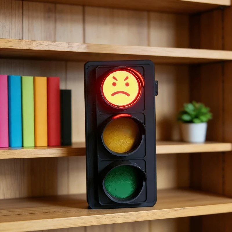

Slidable emoji traffic light lamp, busy & free status indicator for door, desk and room, creative ambient mood light.