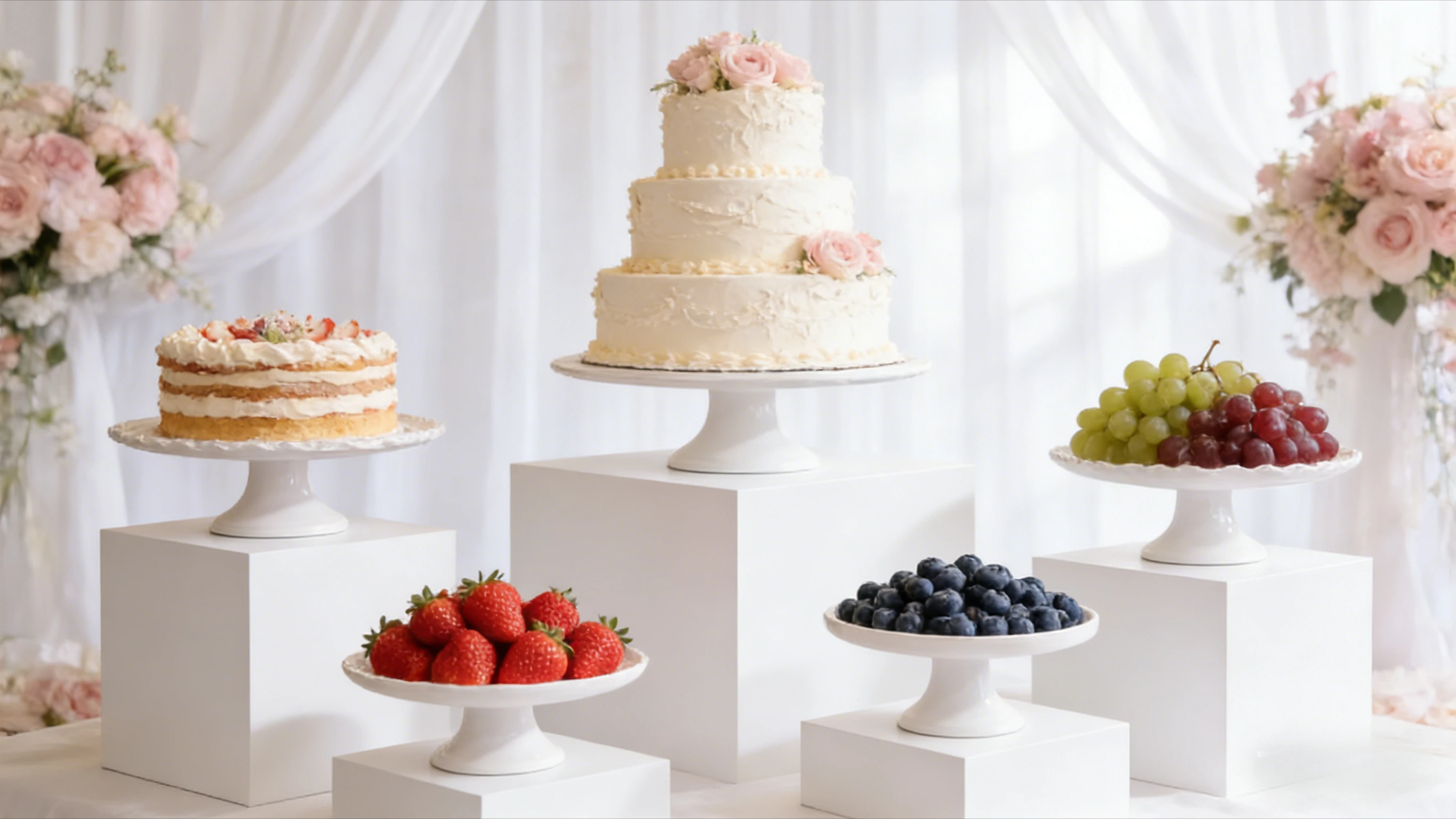 Acrylic Dessert  5 Pcs, Suitable for Buffet Tables, Party Catering, Dessert Displays, with Stackable Hollow Base Cube Boxes.