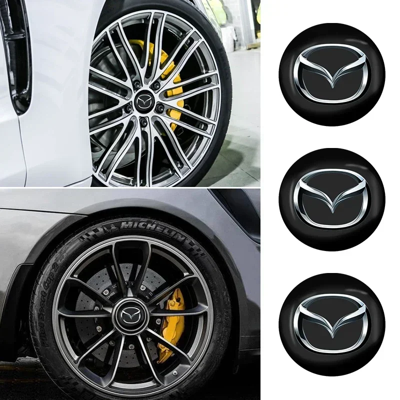 4pcs 56mm Car Wheel Hub Stickers Center Cap Emblem Badge Decal For Mazda 2 3 5 6 M5 Ms CX-4 CX-5 CX6 M3 M6 MX3 MX5 Accessories