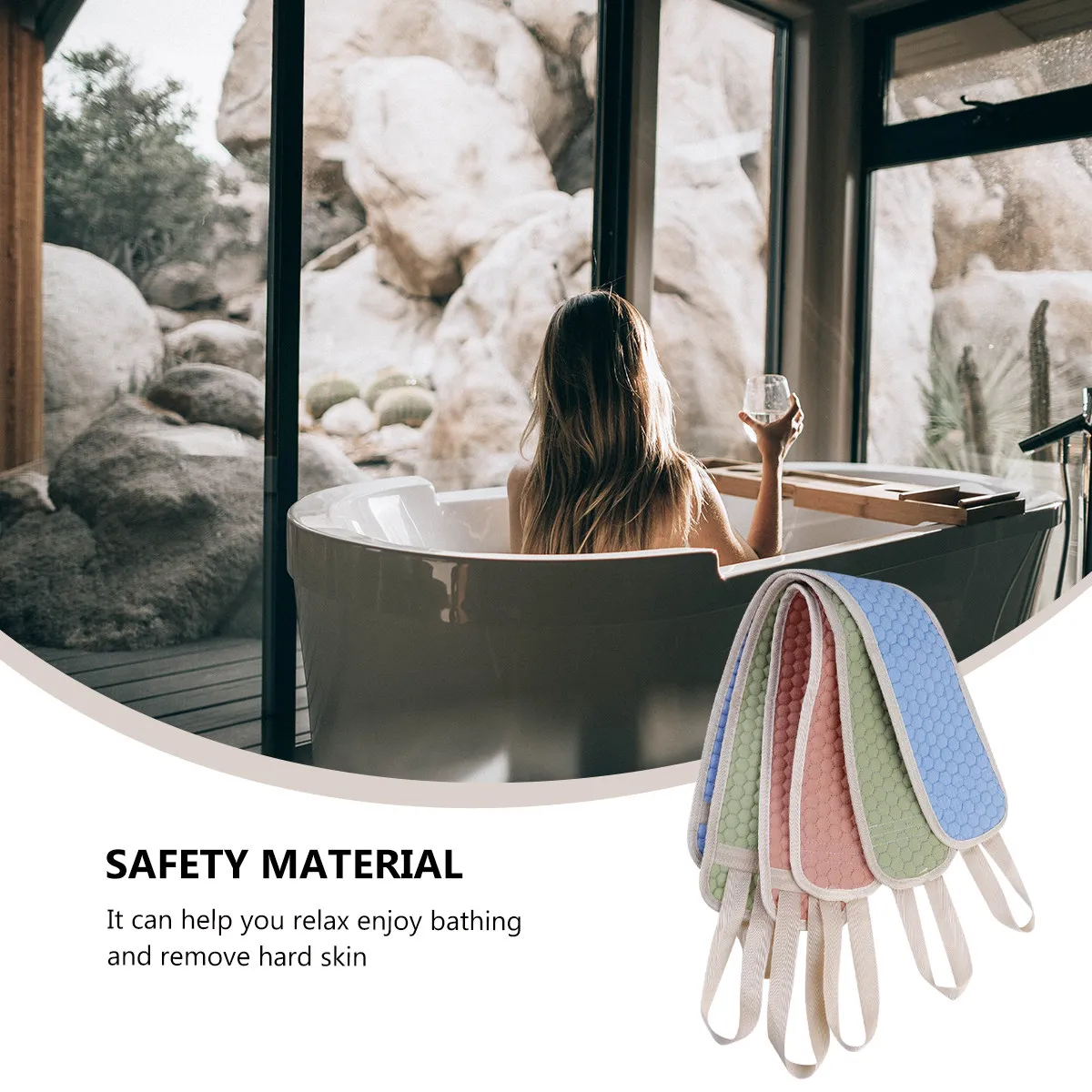 3Pcs Thicken Lengthen Bath Shower Scrubber with Long Straps for Back Cleaning Whole Body Exfoliation Relaxing Bath Experience