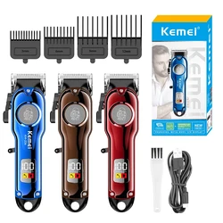 Kemei Cordless Electric Hair Clippers Men Professional Rechargeable Beard Hair Trimmer Hair Cutting Machine Grooming Kit Mower