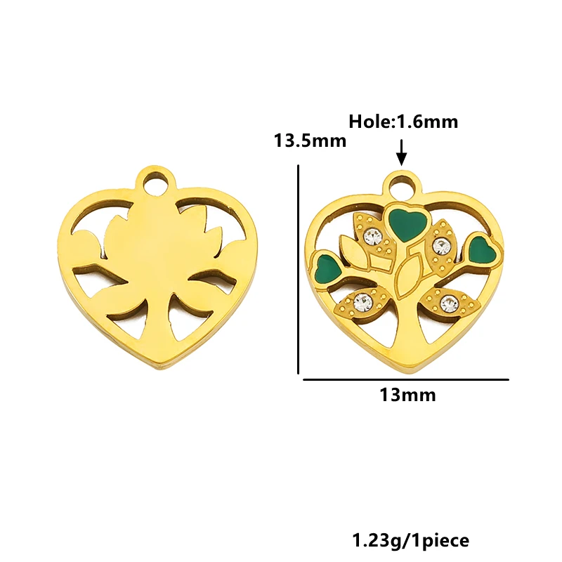 2pcs Stainless Steel Heart Round Charms Life Tree Devil Eye Sun Pendant for DIY Jewelry Making Earring Necklace Jewelry Material view 3