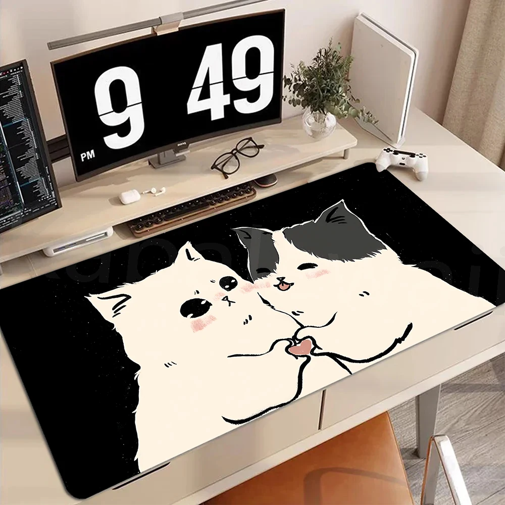 

Large Cute Cat Keyboard Mouse Pad Kawaii Art Style Patterns Anime Desk Mat PC Gamer Rug Office Carpet Home Table Pad 90x40cm