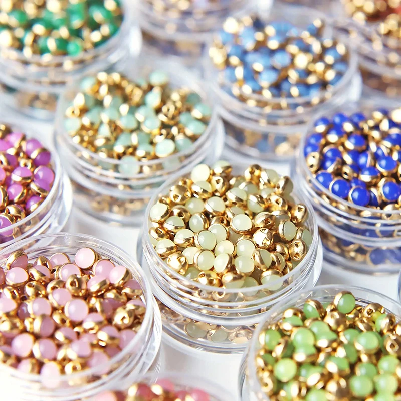 4mm 100PCS Mini Buttons Gold Colorful Tiny Pearl Buttons for DIY Craft Supplies Doll Shirt Clothes Jeans Sewing Accessories