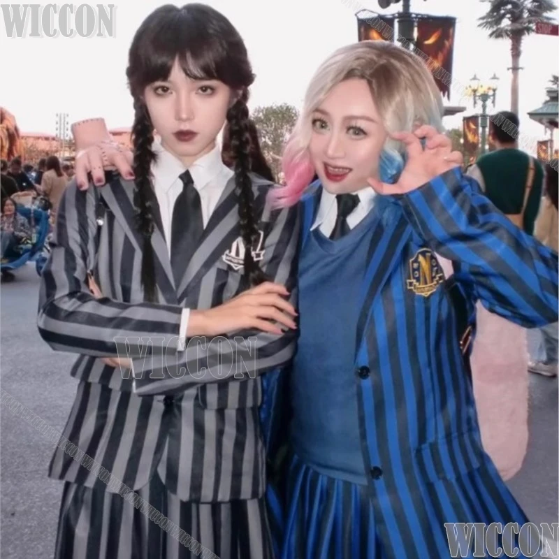 Wednesday Enid Sinclair Cosplay Costume Adult Women Girl Chirld School Uniform Black Blue Thing Hand Model Holoween Roleplay Set