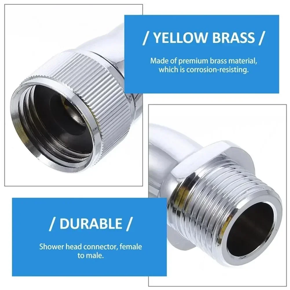 Accessory Shower Elbow Adapter Shower Head Solid Brass Body Adjustable For Shower Head 45°Angle Bathroom Brass