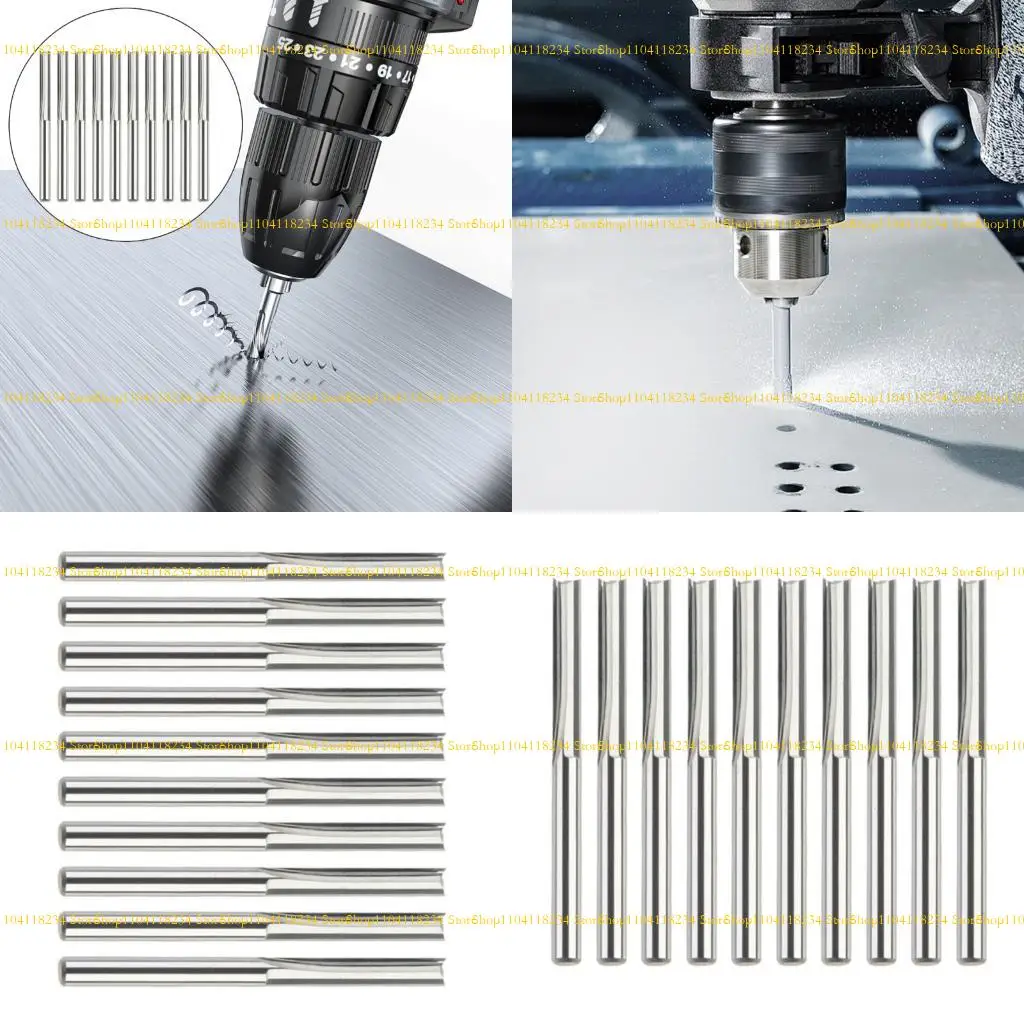 

P9FB 10Pcs 2 Flute Router Bit 3.175mm Straight Slot High Speed Steel Milling Cutter