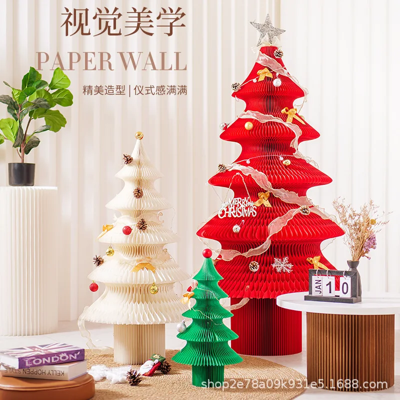 

A wallpaper partition Christmas tree decoration ornament New Year's origami creative home foldable holiday gift window ornament