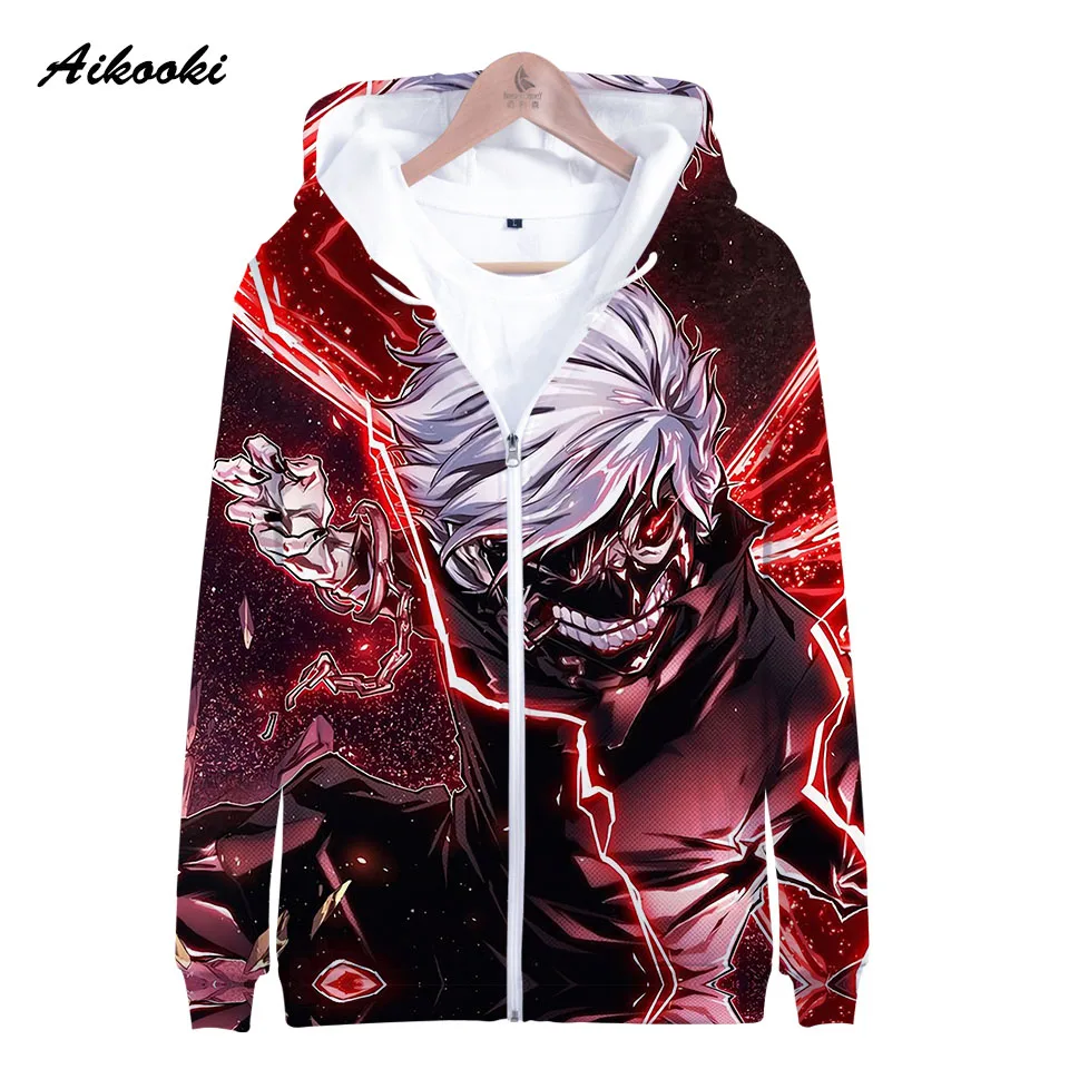 Tokyo Ghoul 3D Zipper Hoodies Men Women Sweatshirts New Fashion Hoody Cartoon Tokyo Ghoul Hooded Boy/girls Polluver Cool Tops