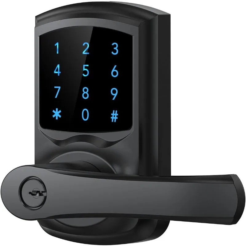 Keyless Entry Door Lock, Keypad Door Lock with Handle, Electronic Door Lock, Touchscreen, Auto-Locking, Anti-peep Password