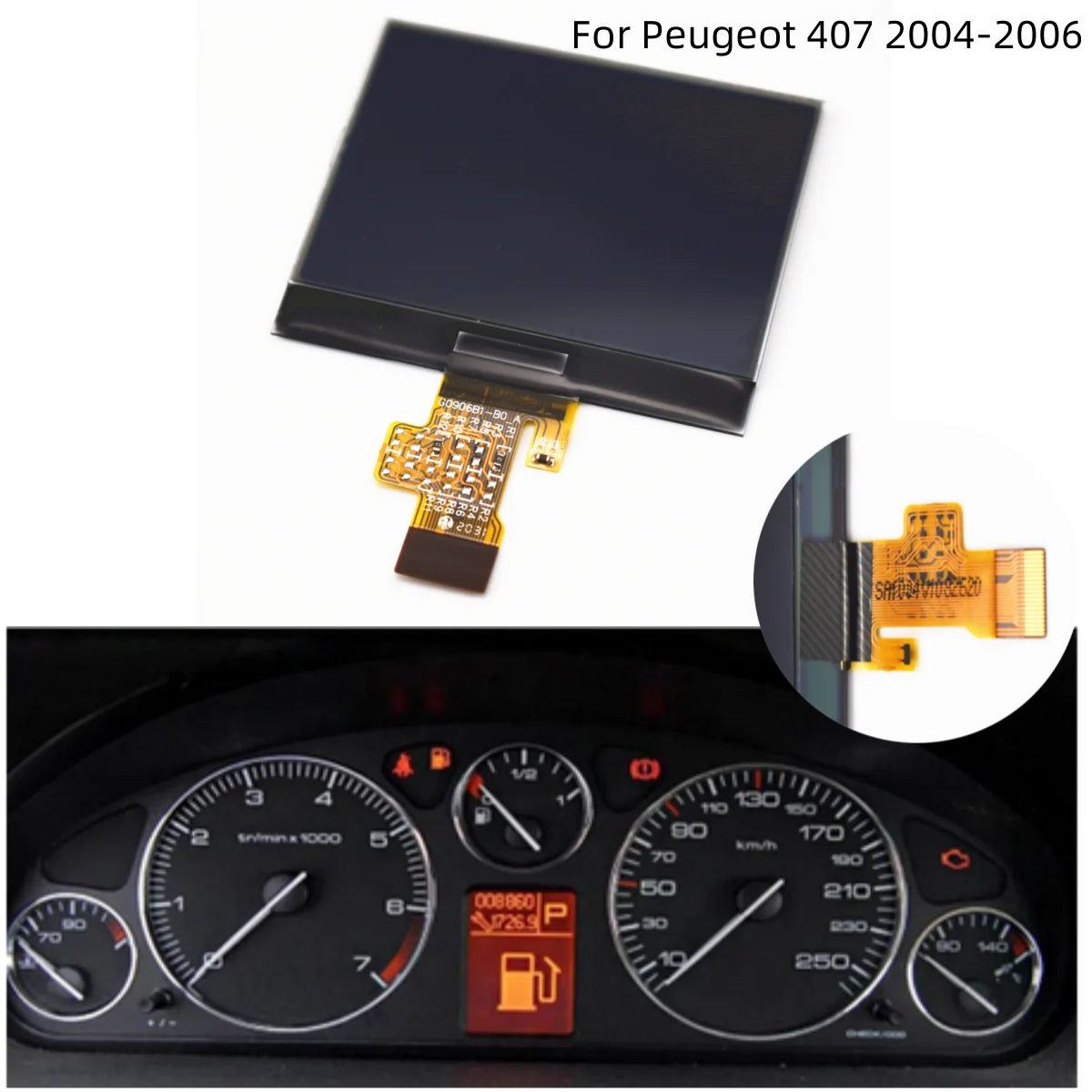 Replacement LCD Display For Peugeot 407 2004-2006 Dashboard Screen Pixel Repair