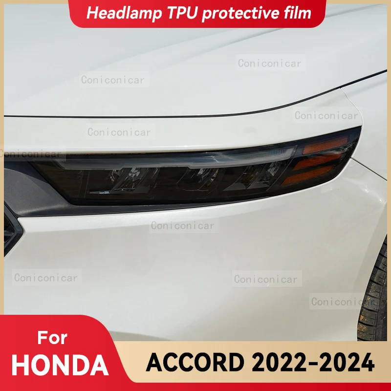

Для автомобильной фары HONDA ACCORD 2023 2024, дымчатый черный цвет, фотография передней лампы, изменение цвета, стикер, аксессуары
