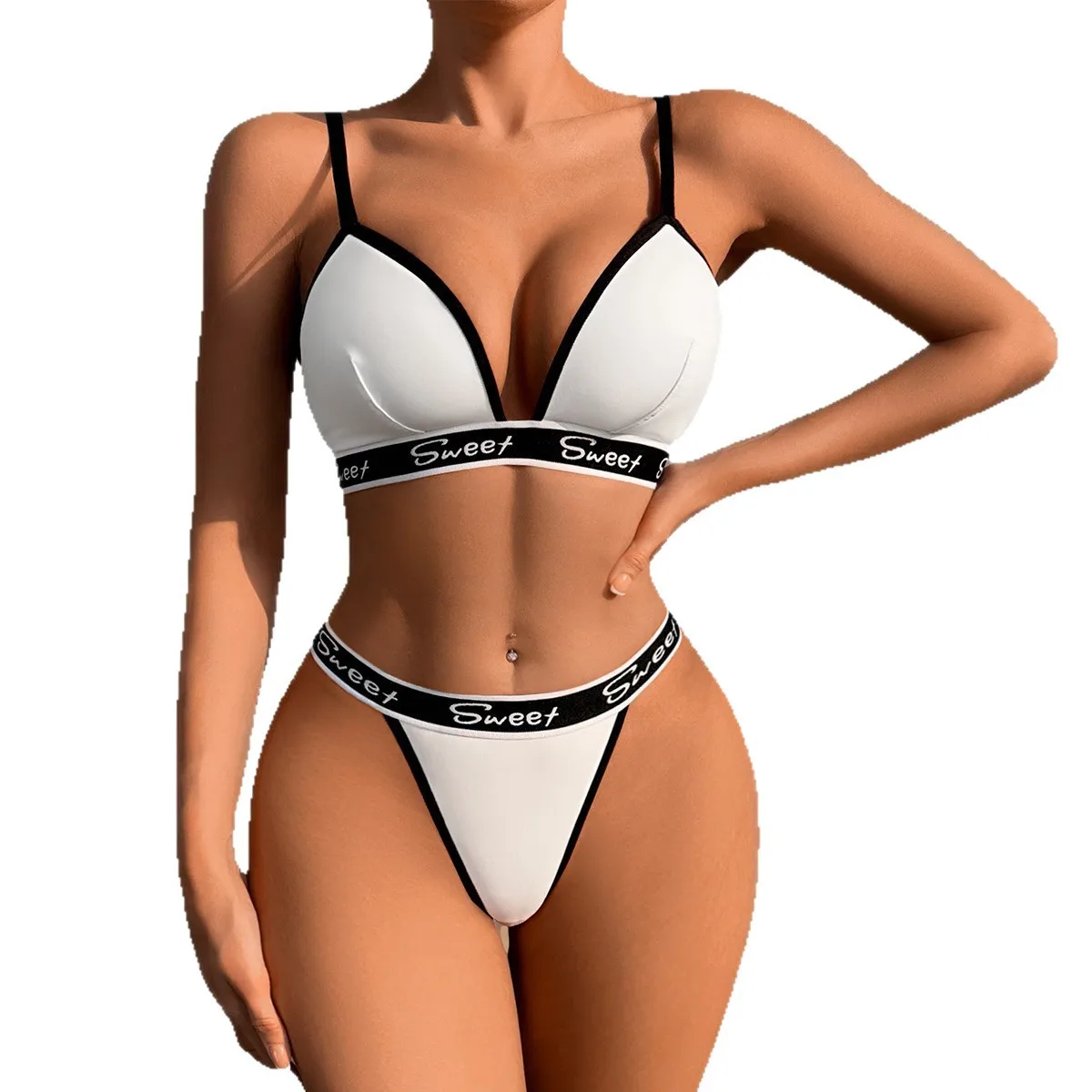 Mulheres sexy roupa interior 2 pçs conjunto de cintura baixa carta bordado conjuntos lingerie sexy conforto respirável elegante tangas e sutiãs outfits