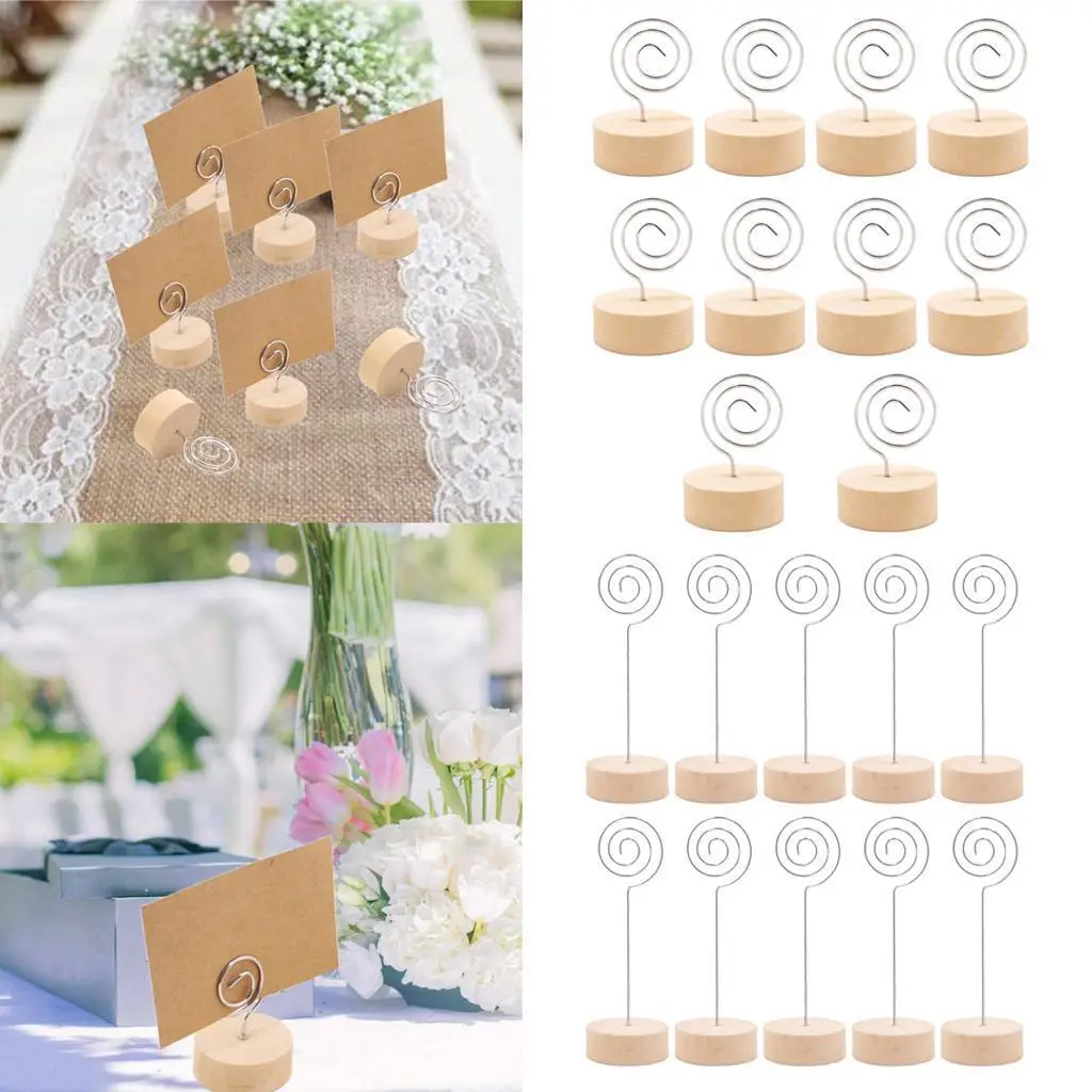 Rustic Wooden Place Card Holders Table Name Stand Memo Clip Picture Note Holder for Event Party Dining