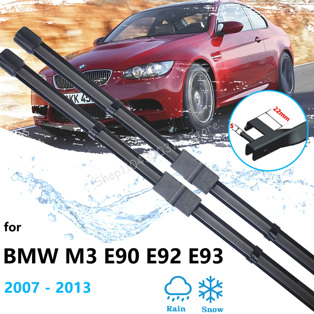 

For BMW M3 E90 E92 E93 2007 2008 2009 2010 2011 2012 2013 Front Window Wiper Blades Cutter Boneless Frameless Rubber Motor Parts