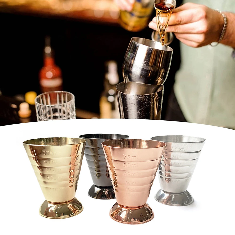 75ml Jigger Bar Stainless Steel Magic Measuring Cup 304 Cocktail Ounce Measuring Cup With Scale Multi-function Cocktail Bar Tool