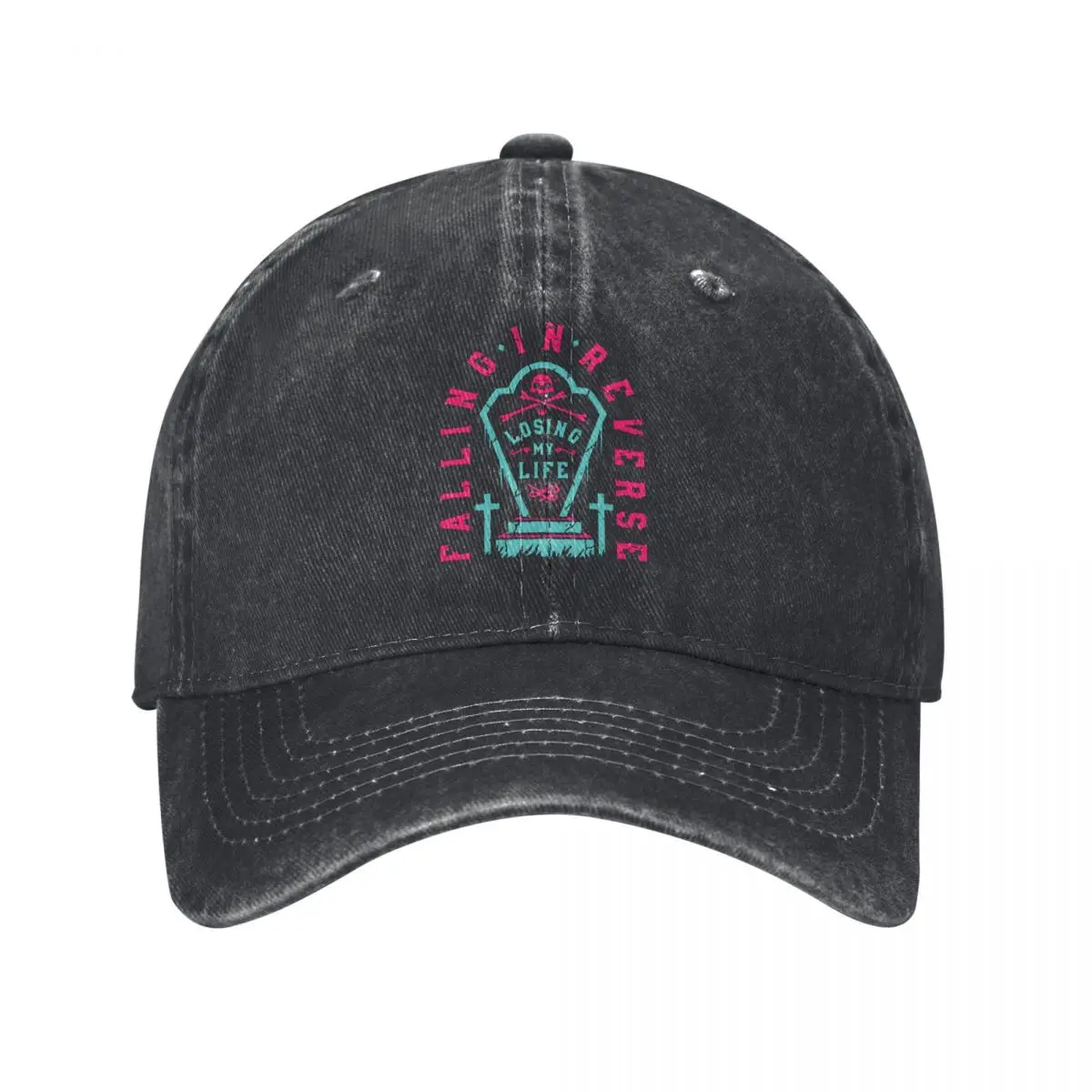 

Falling In Reverse, Losing My Life, Tombstone Design demin Trucker Hat Durable for All Seasons Women Hat Women's Baseball Cap