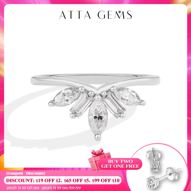 

ATTAGEMS Роскошные кольца с муассанитом, персонализированное кольцо с короной маркизы для женщин, настоящее серебро S925, обручальные свадебные украшения