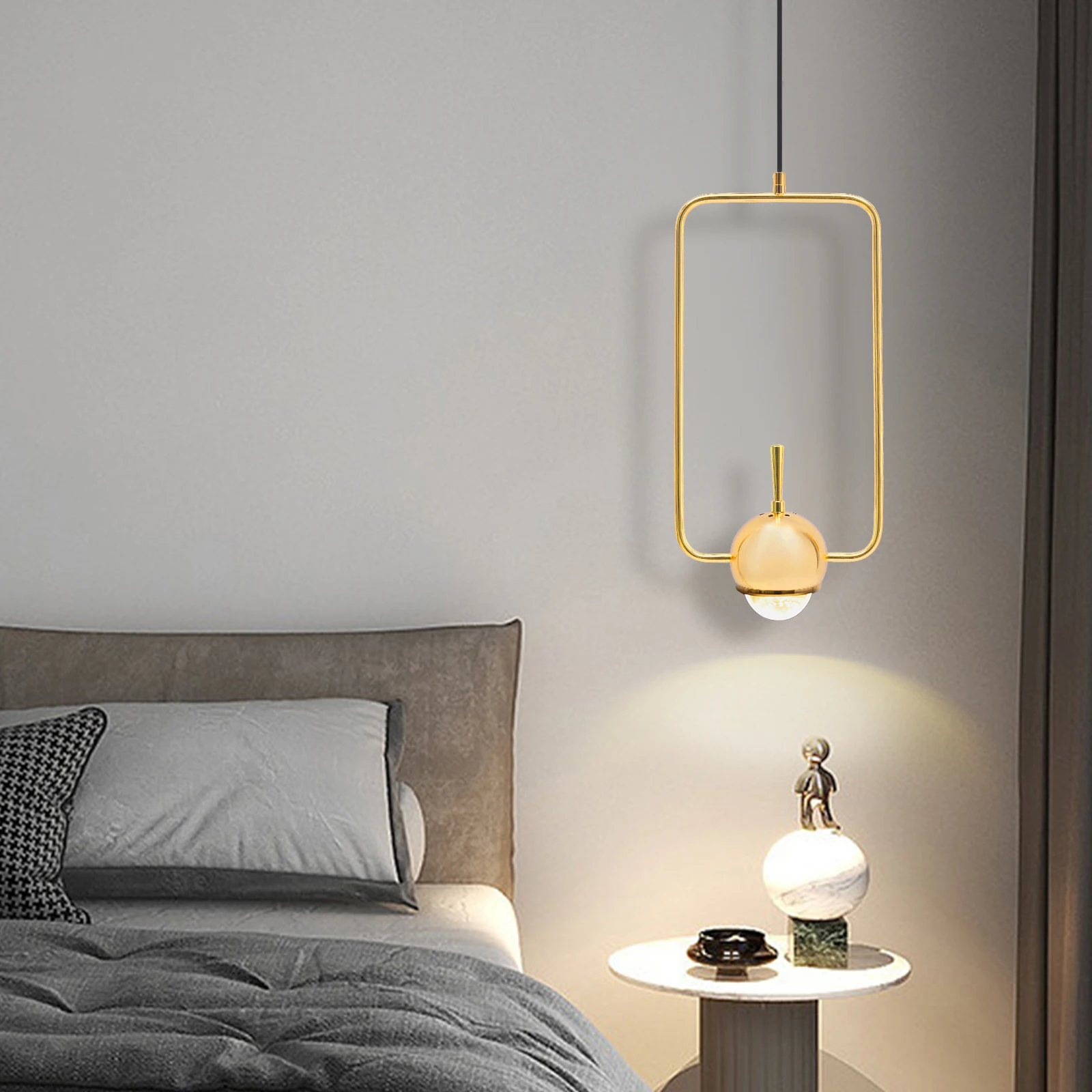 

Modern Metal Suspension Hanging Pendant Lamp Rectangle LED Tube Light With Adjustable Chain Study Bedroom Lighting Fixture 10W