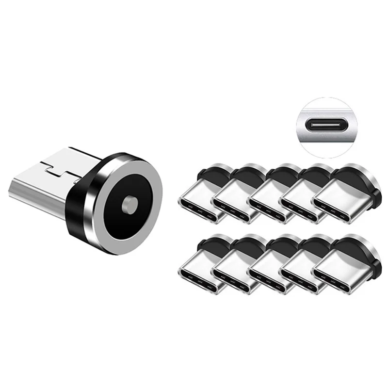 11PCS Round Magnetic Cable Plug 8 Pin Fast Charging Phone Magnet Charger Plug, Type-C Plugs & Micro-USB Plug-Y05A