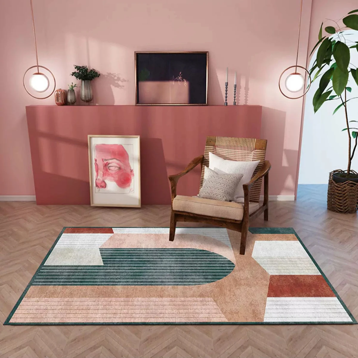 현대적인 추상 기하학 무늬 러그, 거실 인테리어용 카펫 - Home Decor Games Online Free 리뷰 및 가격