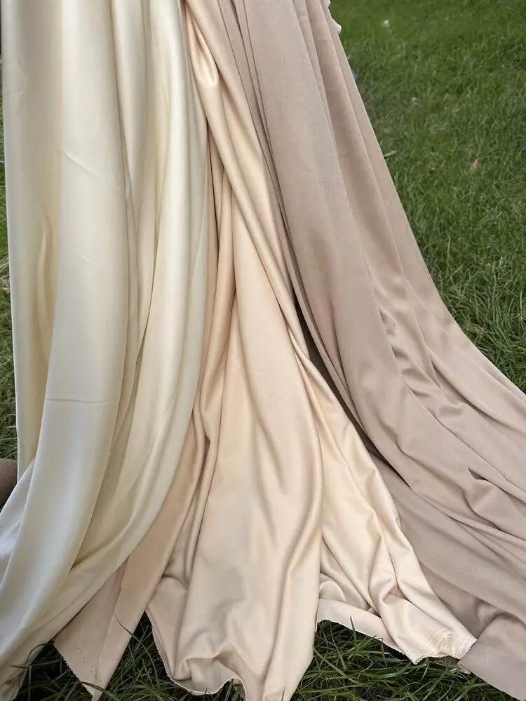 New champagne white milk silk elastic drape fabric DIY wedding decoration background party decoration curtain fabric