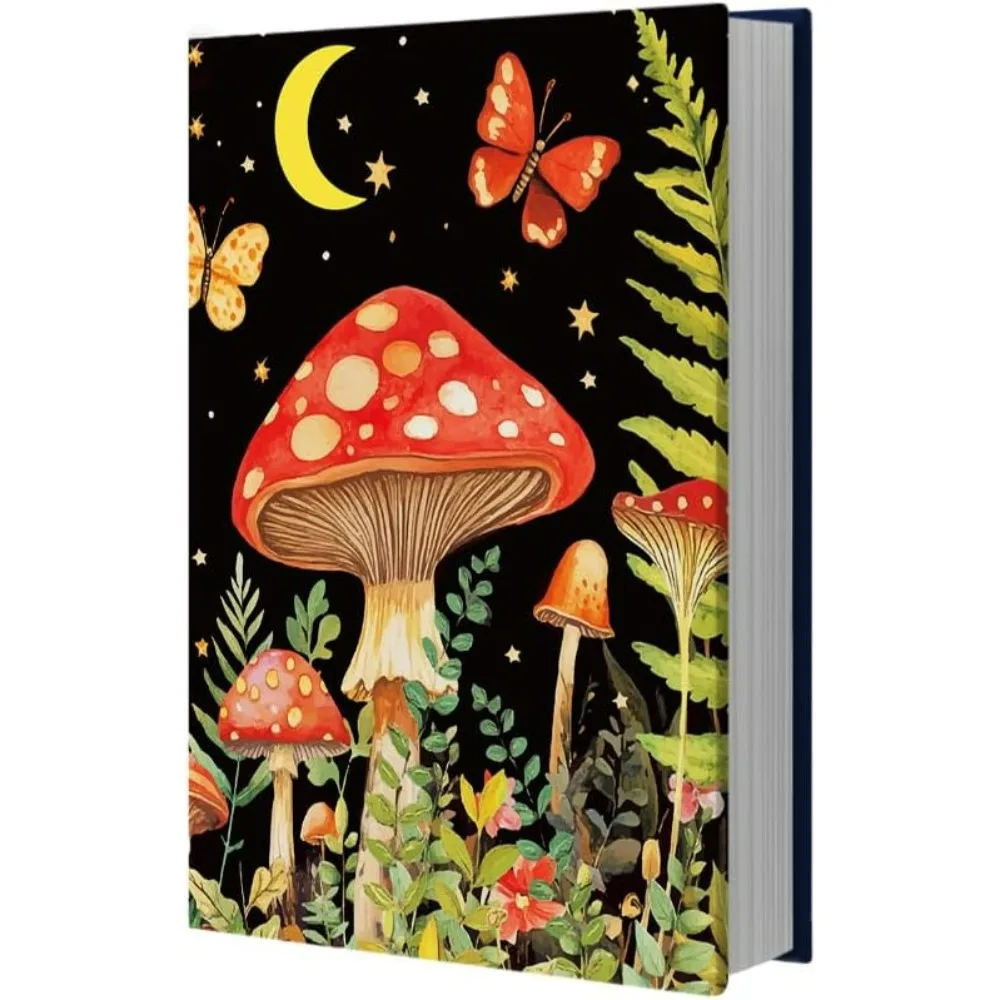 Mushroom Book Cover Butterfly Book Cover Stretchable Jumbo Fabric Covers Washable Reusable Protector for Hardcover