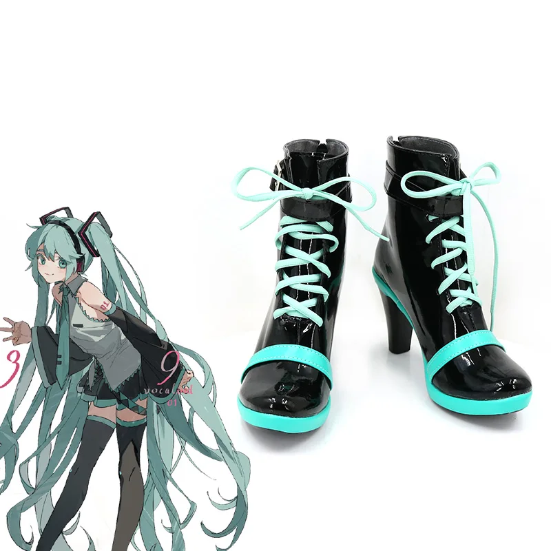 Miku – chaussures de Cosplay Anime pour femmes, bottes de jeu de rôle du 16e anniversaire, bottes de fête de carnaval d'halloween