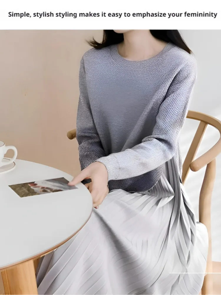 Womens Midlength Bottoming Knit Dress Slim Sweater Casual Business Street Lyrical Dressing Irregularity Hem Dress Party Clubwear