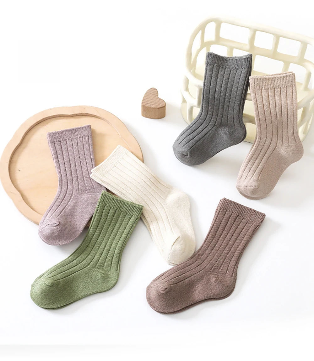 3 Pairs a Lot Children's Socks 0-6T Solid Color Soft Socks for Girls 6 Colors Autumn Kids Knee-high Socks Baby Boys Socks