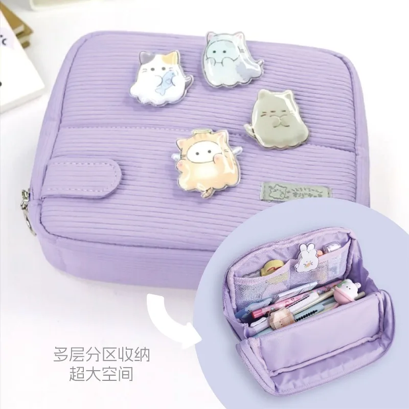 Multi-Functional Pencil Cases Large Capacity Zipper Pencil Bag An Be Turned Into A Phone Holder School Students Storage Bags