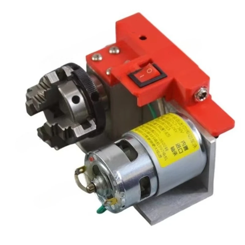 Mini DIY Wood Lathe With 4‑Jaw Chuck 775 DC Motor Benchtop Wood Turning Machine for Bead Craft Processing