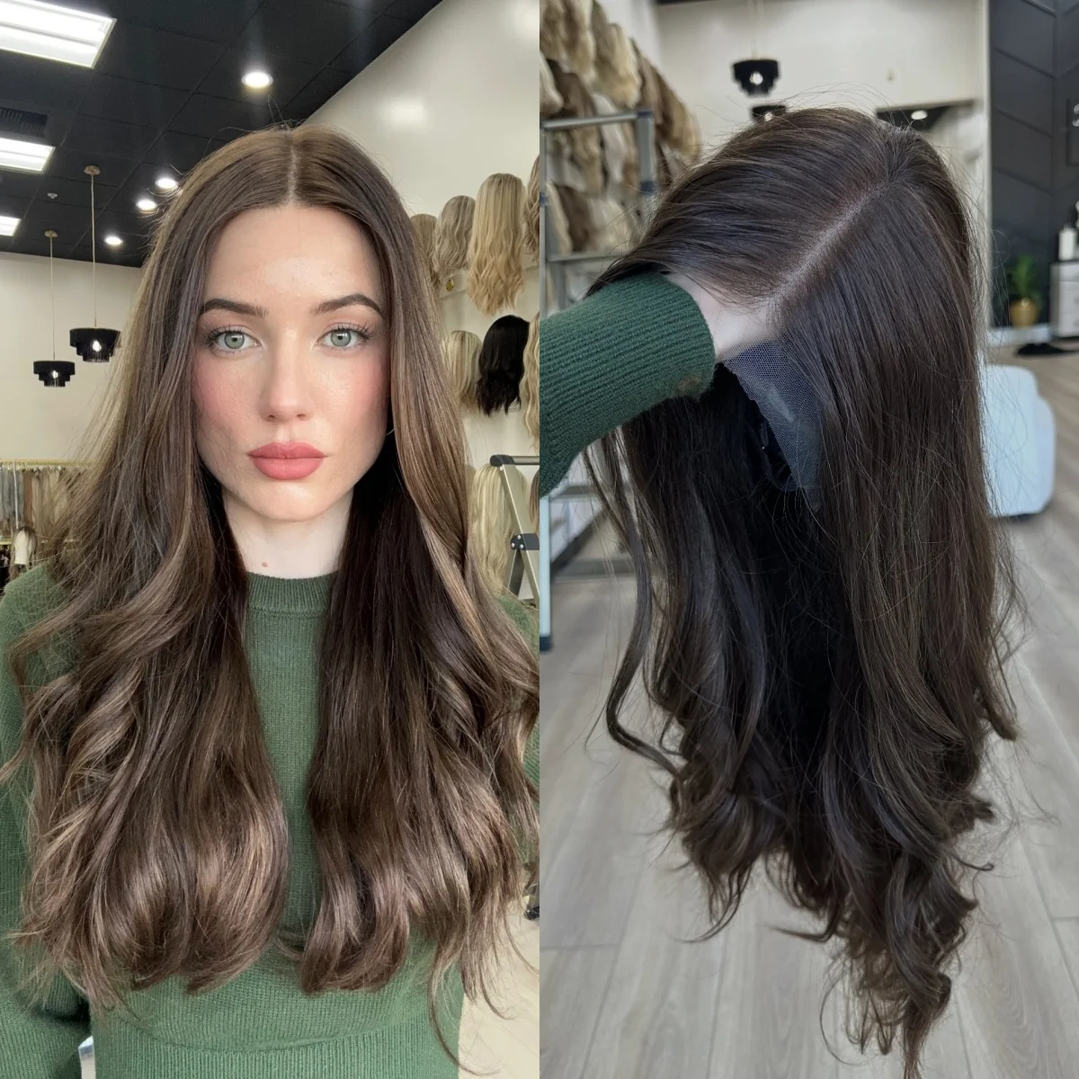 

Новый парик с эффектом свободной волны, 22 дюйма, для вечеринок, повседневной носки и косплея, омбре, теплый средний коричневый с мелированием, с кружевной передней частью, синтетический парик для женщин светлого цвета кожи