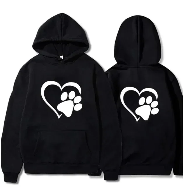 Ladies Ladies Pet Lover Graphic Hoodie, Heart Dog Paw Double‑Sided Print Pullover Sweatshirt Long Sleeve Pocket Casual Daily Cheap Tops - Aliexpress Deal