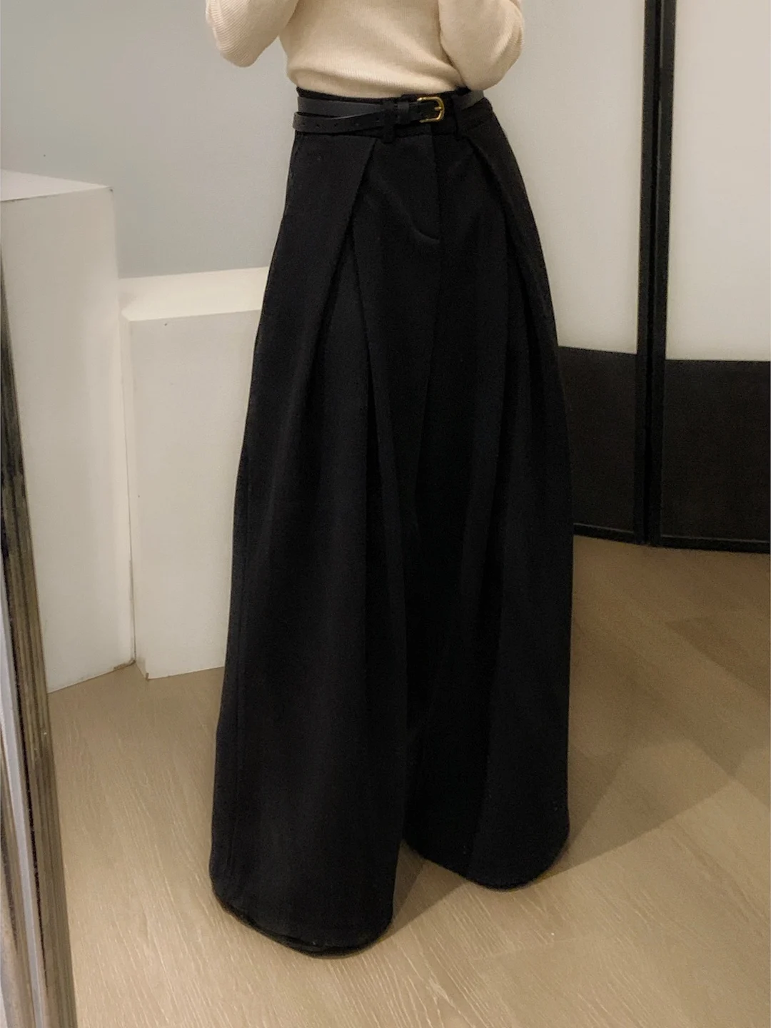 

Шерстяные брюки Bla с высокой талией и широкими штанинами, женские, осенне-зимние, новые, прямые, облегающие, костюмные, длинные брюки