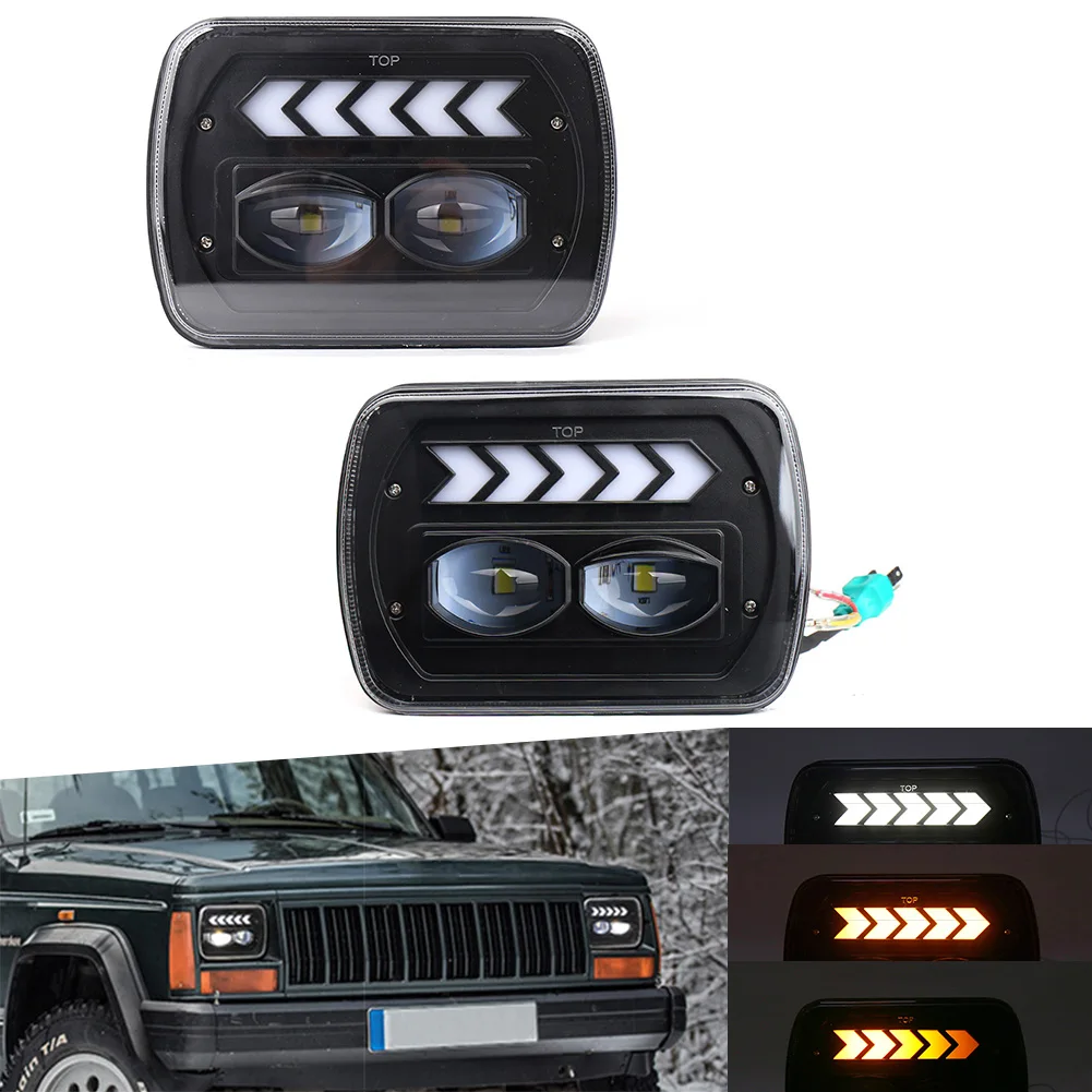 

5"x7" Univeral Car LED Square Headlight Lamp Spot High Low Beam Offroad Truck 2Pcs For Jeep Wrangler