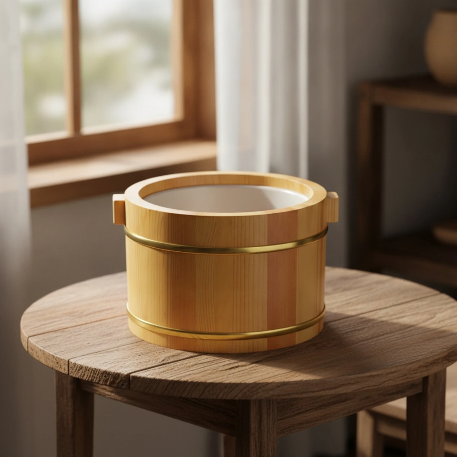 Wooden Rice Container with Lid Barrel-Style Rice Container with Lid Traditional Easy to Clean for Restaurants, Buffet, Kitchen
